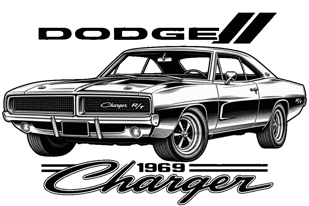 1969 Charger Coaster design artwork