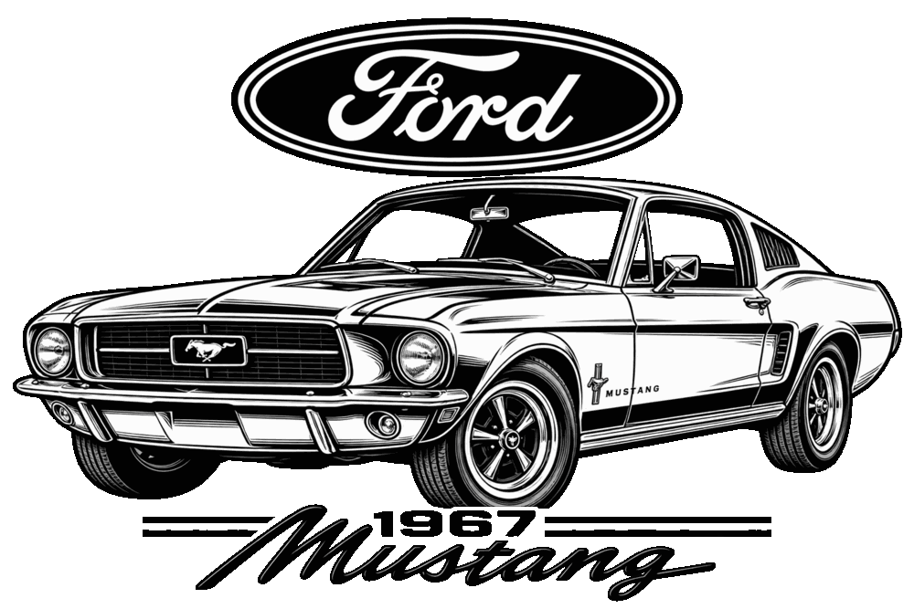 1967 Mustang Coaster design artwork